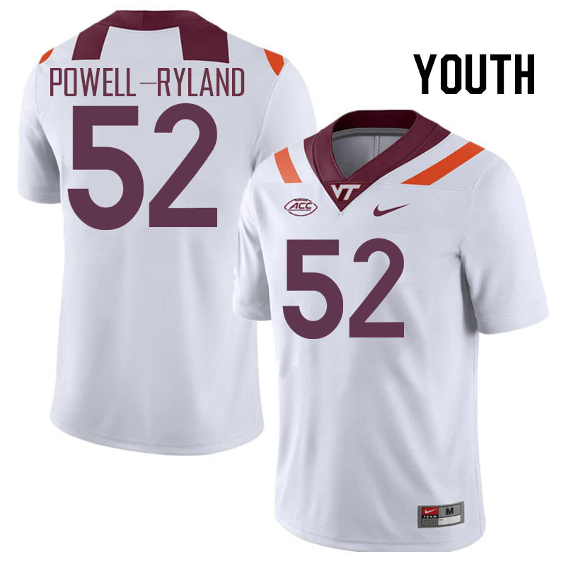 Youth #52 Antwaun Powell-Ryland Virginia Tech Hokies College Football Jerseys Stitched Sale-White - Click Image to Close